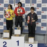 077女子500ｍ優勝辻麻希さん・準優勝岡崎朋美さん・第三位佐藤絢香さん